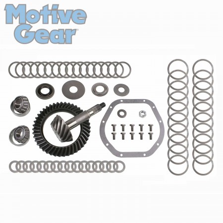 Dana 44; 3.07 Ratio; 43-14 Teeth; Kit Incl. Gasket/Ft./Rr. Pinion Bearings/Ring Gear Bolts/Seal/Shims/Nut/Washer/Slinge/Baffle