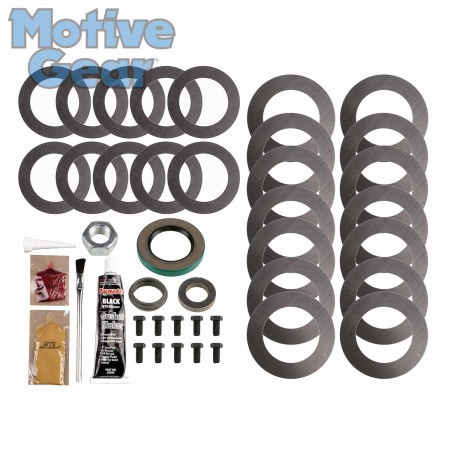 7.75 in (9 Bolt); Incl. Pinion-Carrier Shims, Pinion Nut, Ring Gear Bolts, Gear Marking Compound, Pinion Seal ,Crush Sleeve, Brush, Gasket-RTV 7.75 in (9 Bolt); Incl. Pinion-Carrier Shims, Pinion Nut, Ring Gear Bolts, Gear Marking Compound, Pinion Seal ,Crush Sleeve, Brush, Gasket-RTV