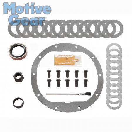 8.2 in (10 Bolt); Incl. Pinion-Carrier Shims, Pinion Nut, Ring Gear Bolts, Gear Marking Compound, Pinion Seal, Crush Sleeve, Brush, Gasket-RTV