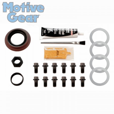 9.5 in (14 Bolt); Incl. Pinion-Carrier Shims, Pinion Nut, Ring Gear Bolts, Gear Marking Compound, Pinion Seal, Crush Sleeve, Brush, Gasket-RTV 9.5 in (14 Bolt); Incl. Pinion-Carrier Shims, Pinion Nut, Ring Gear Bolts, Gear Marking Compound, Pinion Seal, Crush Sleeve, Brush, Gasket-RTV