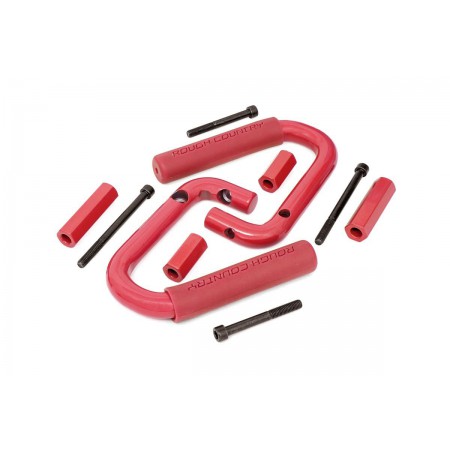 Jeep Front Solid Steel Grab Handles (07-18 Wrangler JK | Red) Jeep Front Solid Steel Grab Handles (07-18 Wrangler JK | Red)