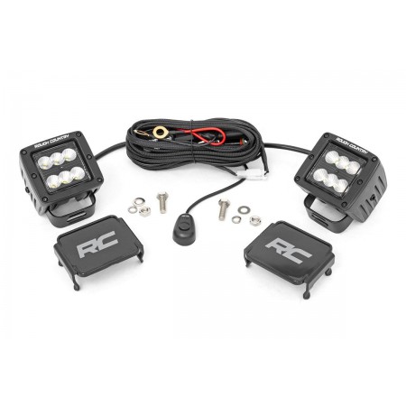 2-inch Square Cree LED Lights - (Pair | Black Series, Flood Beam)