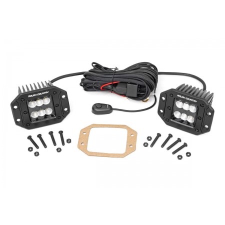 2-inch Square Flush Mount Cree LED Lights - (Pair | Black Series, Flood Beam)