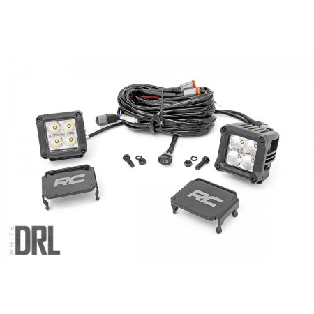 2-inch Square Cree LED Lights - (Pair | Chrome Series w/ Cool White DRL)