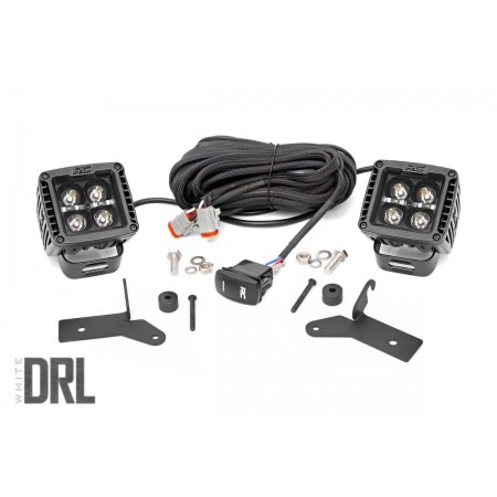 Jeep 2-inch LED Lower Windshield Kit (18-20 Wrangler JL, 2020 Gladiator JT | Black-Series w/ White DRL)