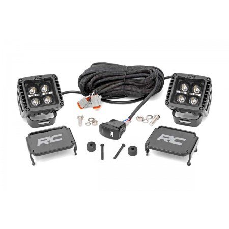 Jeep 2-inch LED Cube Easy-Mount Kit - Black Series w/ Amber DRL (18-20 Wrangler JL / 2020 Gladiator)