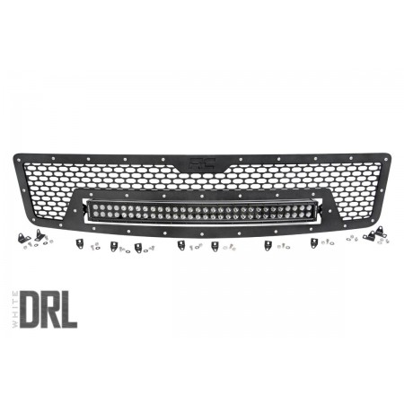 Chevrolet Mesh Grille | 30in Dual Row Black Series w/ Cool White DRL LED (07-13 Silverado 1500)