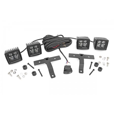 Jeep Quad LED Light Pod Kit - Black Series w/ White DRL (18-20 JL / 2020 Gladiator) Jeep Quad LED Light Pod Kit - Black Series w/ White DRL (18-20 JL / 2020 Gladiator)