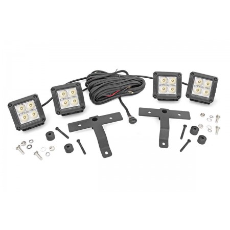 Jeep Quad LED Light Pod Kit - Chrome Series w/ White DRL (18-20 JL / 2020 Gladiator) Jeep Quad LED Light Pod Kit - Chrome Series w/ White DRL (18-20 JL / 2020 Gladiator)