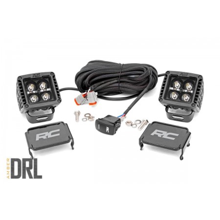 2-inch Square Cree LED Lights - (Pair | Black Series w/ Amber DRL)