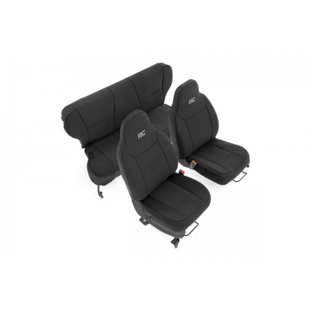 Jeep Neoprene Seat Cover Set | Black [97-01 XJ w/ Non-Detachable Headrest]