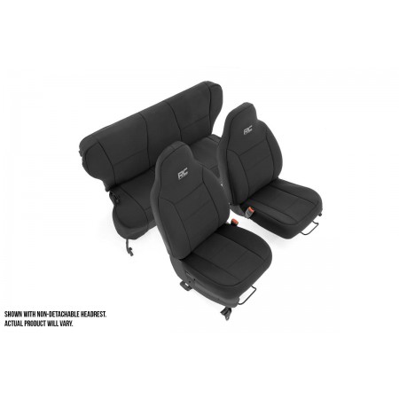 Jeep Neoprene Seat Cover Set | Black [97-01 XJ w/ Detachable Headrest]
