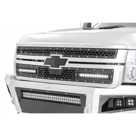 Chevy Mesh Grille w/ Dual 12in Black Series LEDs (11-14 Silverado HD)