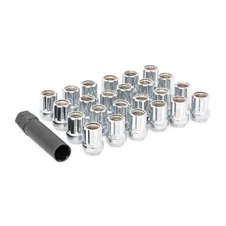 M14x2.0 Wheel Installation Kit w/ Lug Nuts and Socket Key| Chrome Open End, 32-Count