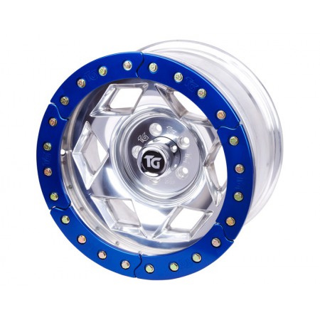 17" Aluminum Beadloclk Wheel, (5 on 4.50" w 3.75" BS), Clear Satin Segmented Ring