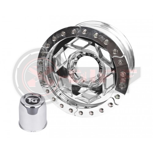 17" Aluminum Beadlock Wheel, (8 on 6.5 w/ 3.75" BS), Clear Satin Segmented Ring