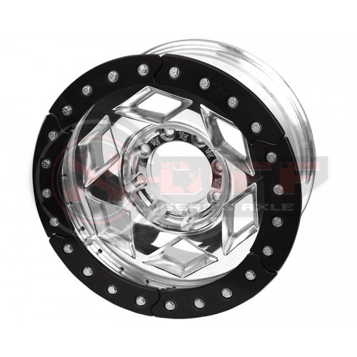 17" Aluminum Beadlock Wheel, (8 on 170mm w/ 5.00" BS), Black Segmented Ring