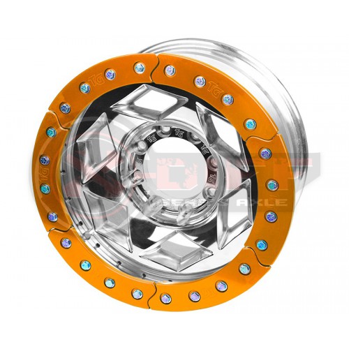 17" Aluminum Beadlock Wheel, (8 on 170mm w/ 5.00" BS), Orange Segmented Ring