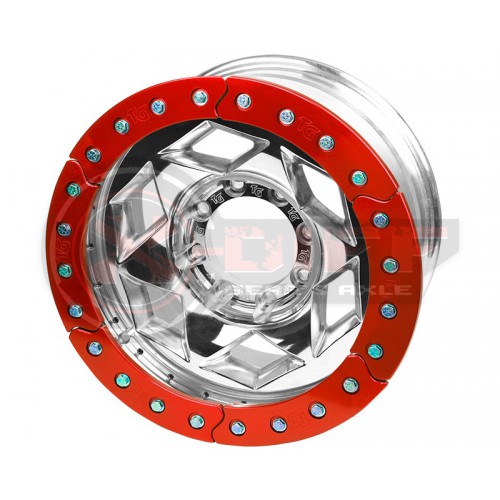 17" Aluminum Beadlock Wheel, (8 on 170mm w/ 4.25" BS), Red Segmented Ring